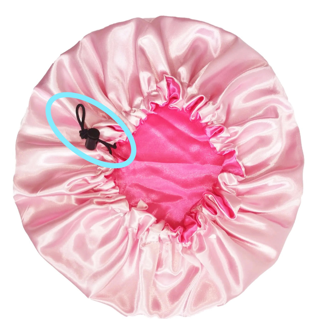 No-Slip Extra Large Pink Satin Bonnet w/ Drawstring – CURLDAZE