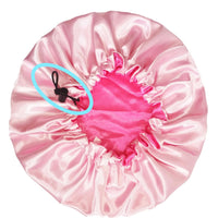 No-Slip Extra Large Pink Satin Bonnet w/ Drawstring