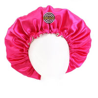 No-Slip Extra Large Pink Satin Bonnet w/ Drawstring